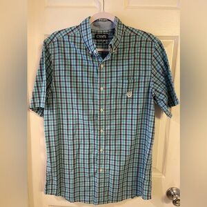Chaps Blue and Green Casual Button Down Shirt
